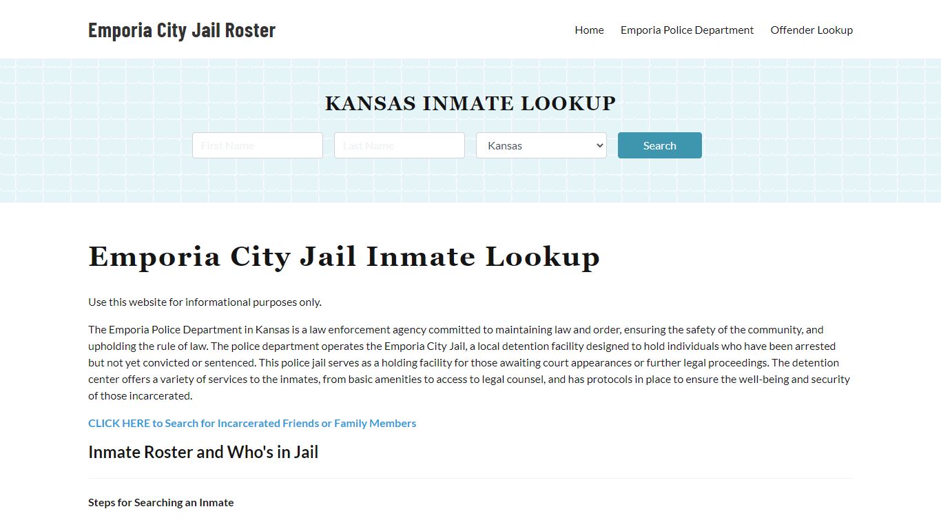 Emporia City Jail, KS Inmate Search, Jail Roster, Bookings